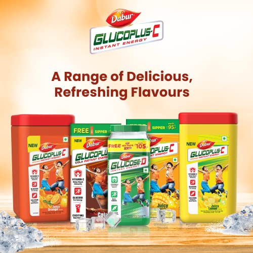 Dabur GlucoPlus-C Instant Energy Glucose Juicy & Tasty Orange Flavour Powder- 400g Jar | Glucose Replenishes Energy | 25% more Glucose| Vitamin C helps Boosts Immunity | Calcium Supports Bone Health - Image 7