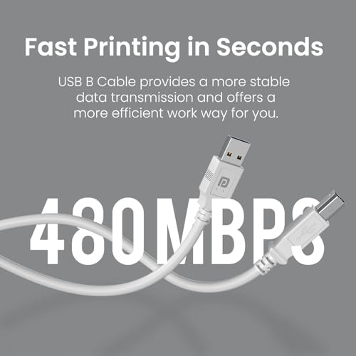 Portronics PrintLink 5 Printer Cable with USB Type-A to USB Type-B Male Connectors, 5 Meters / 16.5 Ft Long, High-Speed Transfer Cord for Printers & Scanners (White) - Image 2