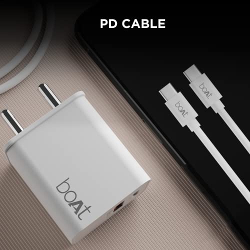 Boat WCDV 22.5W Dual Port Fast Charger, Overheat/Overcharge Protection, Auto Detection for Samsung, Xiaomi & Android Users with Type C to Type C Cable (White) - Image 7