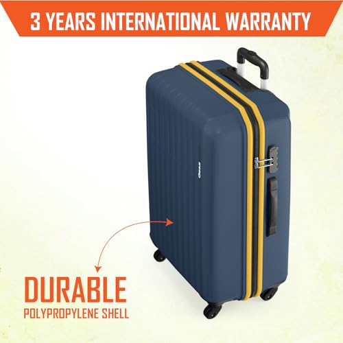 Safari Genius Alley Set of 3 (Cabin+ Medium + Large) Trolley Bags Hard Case Polypropylene, 4 Wheels, 360 Degree Wheeling Luggage, Travel Bag, Suitcase for Travel, Trolley Bags for Travel, Navy - Image 2