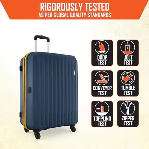 Safari Genius Alley Set of 3 (Cabin+ Medium + Large) Trolley Bags Hard Case Polypropylene, 4 Wheels, 360 Degree Wheeling Luggage, Travel Bag, Suitcase for Travel, Trolley Bags for Travel, Navy - Image 5