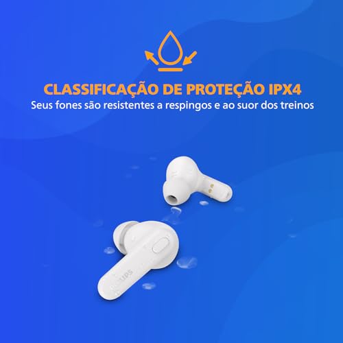PHILIPS TAT1108WT/00 True Wireless Earbuds, In-Ear, Bluetooth v5.3, Earphones with Mic, 15H Playback,Shank Shape, IPX4, Button Controls, Comfortable Fit, AI Mic for Crystal Clear Sound Quality (White) - Image 4