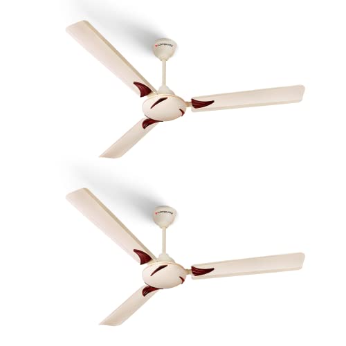 LONGWAY Creta 1200mm/48 inch High Speed Anti-dust Decorative 5 Star Rated Ceiling Fan 400 RPM with 2 Year Warranty (Ivory, Pack of 2)