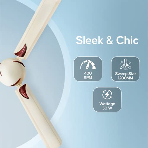 LONGWAY Creta 1200mm/48 inch High Speed Anti-dust Decorative 5 Star Rated Ceiling Fan 400 RPM with 2 Year Warranty (Ivory, Pack of 2) - Image 4