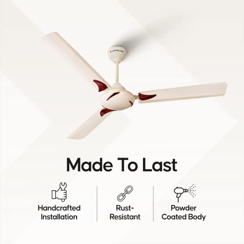 LONGWAY Creta 1200mm/48 inch High Speed Anti-dust Decorative 5 Star Rated Ceiling Fan 400 RPM with 2 Year Warranty (Ivory, Pack of 2) - Image 6