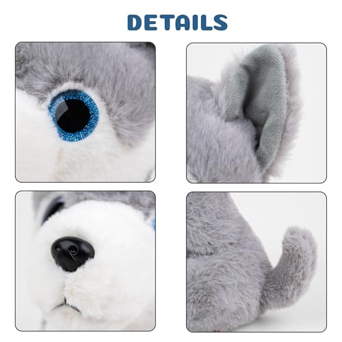 Mirada Cute Grey Glittery Eyes Husky Dog Soft Toy for Girls/Kids | Stuffed Plush Animal | Soft Toys for Kids, Cute Soft Toys, Stuffed Animals, Animal Soft Toy, Cuddle Toy, Baby Gift, Gift Item | 25cm - Image 4