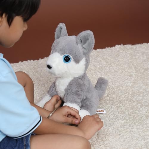 Mirada Cute Grey Glittery Eyes Husky Dog Soft Toy for Girls/Kids | Stuffed Plush Animal | Soft Toys for Kids, Cute Soft Toys, Stuffed Animals, Animal Soft Toy, Cuddle Toy, Baby Gift, Gift Item | 25cm - Image 5