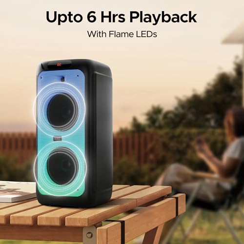 boAt Partypal 390/400 Speaker w/ 160 W Signature Sound, Karaoke with 2 Microphone Input Ports, Up to 6 hrs Playtime, EQ Modes, TWS Mode, Bluetooth v5.3, AUX & USB Type-C Port, Space Black - Image 4