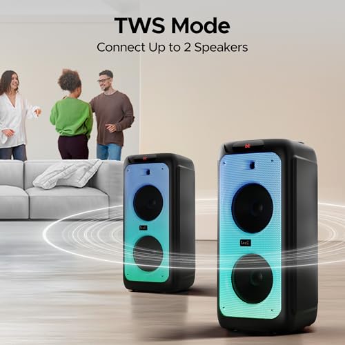 boAt Partypal 390/400 Speaker w/ 160 W Signature Sound, Karaoke with 2 Microphone Input Ports, Up to 6 hrs Playtime, EQ Modes, TWS Mode, Bluetooth v5.3, AUX & USB Type-C Port, Space Black - Image 6