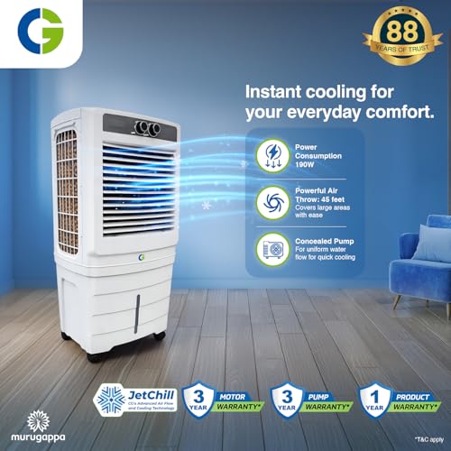 CG Norris 90L Desert Air Cooler for Home | Inverter Compatible | Ice Chamber | Castor Wheels | Water Level Indicator | Up to 45 Ft Air Throw | 3 Yr Motor and Pump Warranty | 1 Yr Product Warranty - Image 2