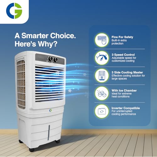 CG Norris 90L Desert Air Cooler for Home | Inverter Compatible | Ice Chamber | Castor Wheels | Water Level Indicator | Up to 45 Ft Air Throw | 3 Yr Motor and Pump Warranty | 1 Yr Product Warranty - Image 3