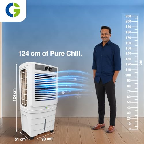 CG Norris 90L Desert Air Cooler for Home | Inverter Compatible | Ice Chamber | Castor Wheels | Water Level Indicator | Up to 45 Ft Air Throw | 3 Yr Motor and Pump Warranty | 1 Yr Product Warranty - Image 5