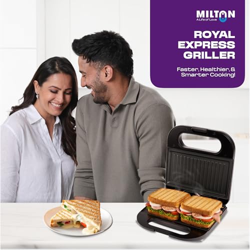 Milton Royal Express 800W Griller Sandwich Maker & Toaster | Auto Cut Off | Non-Stick Fixed Grill Plates | Easy Clean | Power Indicators | 1 year Manufacturer Warranty - Black - Image 3