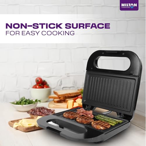 Milton Royal Express 800W Griller Sandwich Maker & Toaster | Auto Cut Off | Non-Stick Fixed Grill Plates | Easy Clean | Power Indicators | 1 year Manufacturer Warranty - Black - Image 5