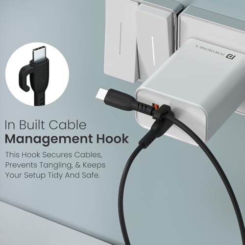 Portronics 60W Konnect Core 3 Type C to Type C Fast Charging Cable Cable for Smartphones,Tablets,Laptops & Other Type C Devices,In Built Cable Management Hook,Fast Data Sync,Strong PVC Material(Black) - Image 3