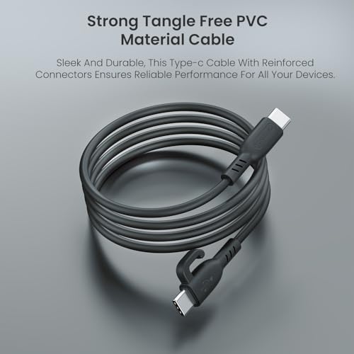 Portronics 60W Konnect Core 3 Type C to Type C Fast Charging Cable Cable for Smartphones,Tablets,Laptops & Other Type C Devices,In Built Cable Management Hook,Fast Data Sync,Strong PVC Material(Black) - Image 4