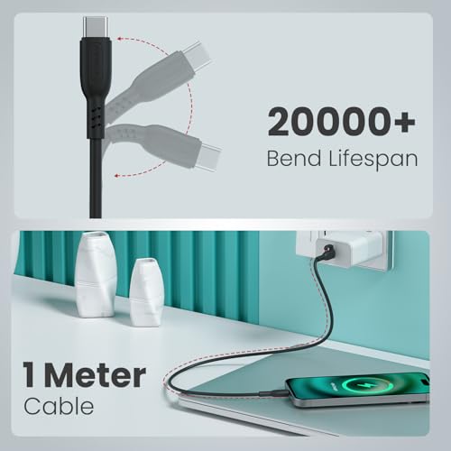 Portronics 60W Konnect Core 3 Type C to Type C Fast Charging Cable Cable for Smartphones,Tablets,Laptops & Other Type C Devices,In Built Cable Management Hook,Fast Data Sync,Strong PVC Material(Black) - Image 5