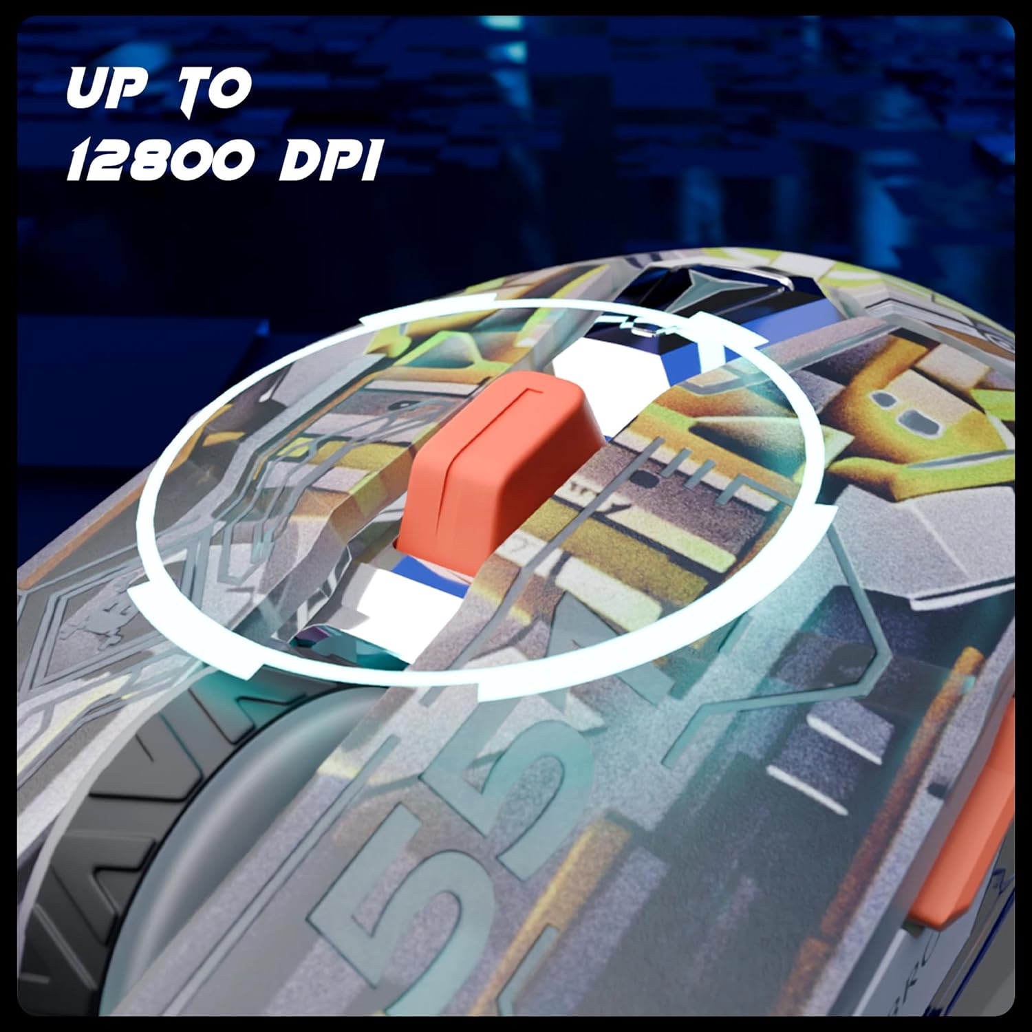 Zebronics Transformer M Plus Wired Gaming Mouse, Up to 12800 DPI, 6 Buttons with a 6-Level DPI Switch, 8 RGB Modes, 1000Hz Polling Rate, 1.5m Detachable Cable, Gaming Grade Sensor (Mech Orange) - Image 2