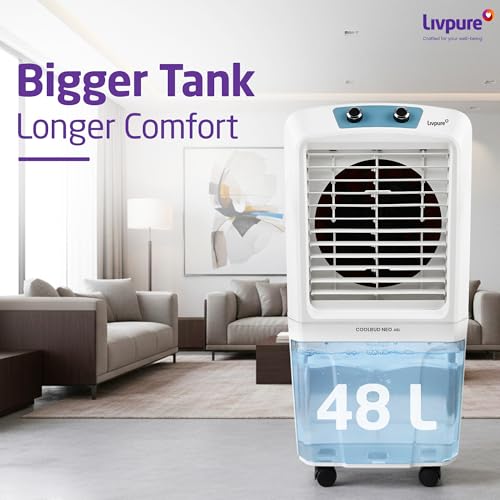 Livpure Coolbud Neo Personal Cooler 48L |240 Sq. Ft. Area Coverage| 20Ft. Poweful Air Throw| Inverter Compatible | Honeycomb Pads | 2 Yrs Motor Warranty & 1 Yr Comprehensive (White) - Image 4