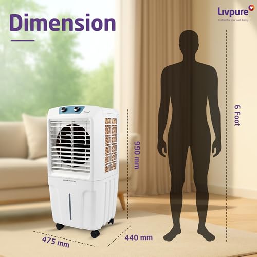 Livpure Coolbud Neo Personal Cooler 48L |240 Sq. Ft. Area Coverage| 20Ft. Poweful Air Throw| Inverter Compatible | Honeycomb Pads | 2 Yrs Motor Warranty & 1 Yr Comprehensive (White) - Image 5