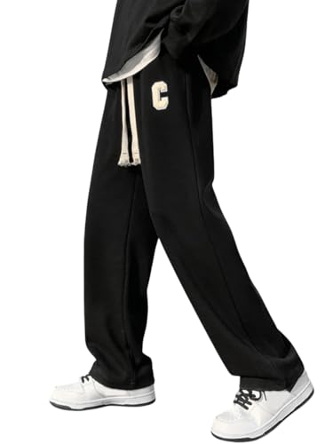KOTTY Men's Solid Wide Leg Relaxed Fit Drawstring Waist|Casual Joggers for Streetwear & Gym