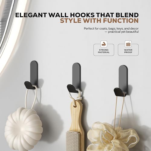 amazon basics Strong Adhesive Carbon Steel Wall Hook for Bathroom and Kitchen | Seamless Clothes Hanger Hook for Door and Wall Mounting | Reusable Behind The Door Holder | Black, Pack of 5 - Image 2