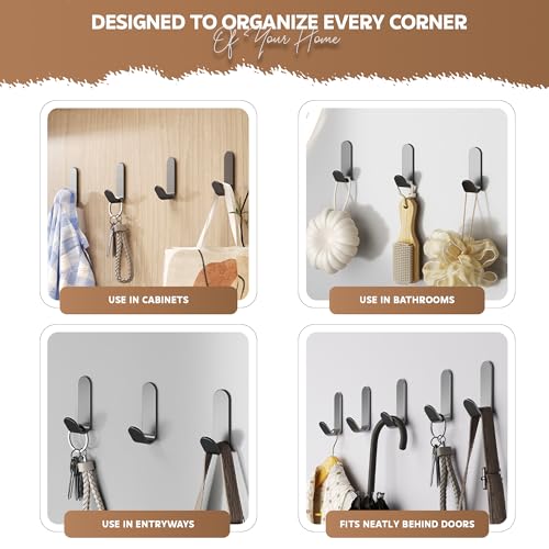 amazon basics Strong Adhesive Carbon Steel Wall Hook for Bathroom and Kitchen | Seamless Clothes Hanger Hook for Door and Wall Mounting | Reusable Behind The Door Holder | Black, Pack of 5 - Image 6