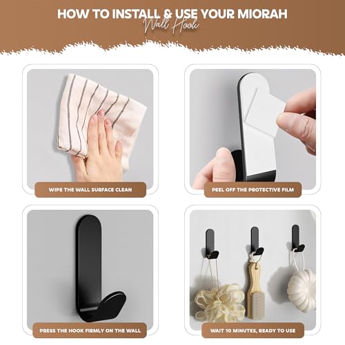 amazon basics Strong Adhesive Carbon Steel Wall Hook for Bathroom and Kitchen | Seamless Clothes Hanger Hook for Door and Wall Mounting | Reusable Behind The Door Holder | Black, Pack of 5 - Image 7