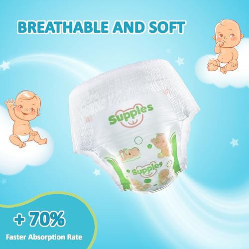Amazon Brand - Supples Premium Baby Diaper Pants | 78 Baby Diapers | Small | 4-8 Kg | 12 Hrs Absorption | Cushiony Cotton Soft Fabric | Phthalates-Free | Triple Leak Guard - Image 3