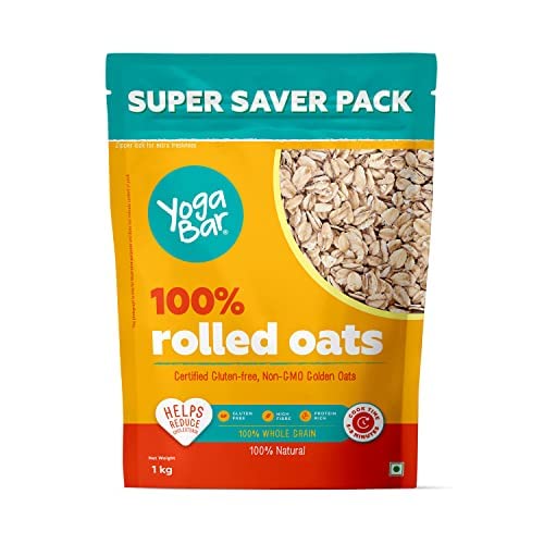 Yogabar 100% Rolled Oats 2kg Combo, 1kg Jar + 1kg Pouch | Gluten-Free, High-Fibre Wholegrain Oats | Nutritious Breakfast Cereal, Easy-to-Cook - Image 5