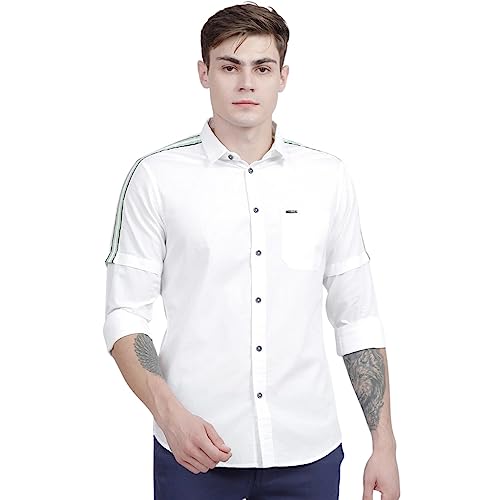 The Indian Garage Co Men's Cotton Slim Fit Placement Print Full Sleeves Cutaway Collar Casual Shirt