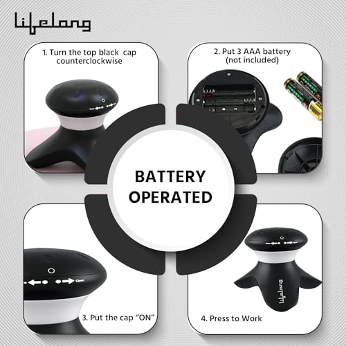 Lifelong Head & Body Mini Massager - Head Massage Machine for Stress Relief - Relaxing Vibration Machine for Body Pain Relief - Rechargeable & Portable Device for Men & Women (LLM774, Black) - Image 5