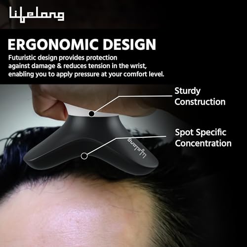 Lifelong Head & Body Mini Massager - Head Massage Machine for Stress Relief - Relaxing Vibration Machine for Body Pain Relief - Rechargeable & Portable Device for Men & Women (LLM774, Black) - Image 6