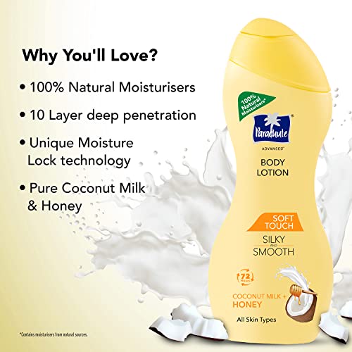 Parachute Advansed Soft Touch Body Lotion for Women & Men, All Skin types, 600ml | Pure Coconut Milk & Honey, 100% Natural, 72h Moisturisation - Image 7