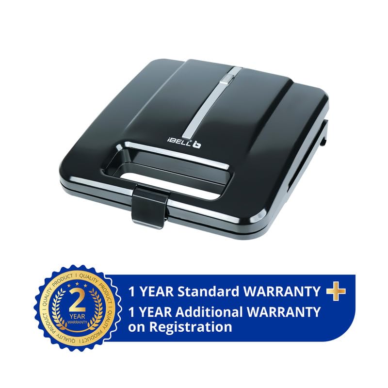 iBELL SM410N 800W Sandwich Maker Electric | Non-Stick Grill & Toast Plates | Handle Lock System | Fast Heating Toaster | Compact Design (Black) - Image 3