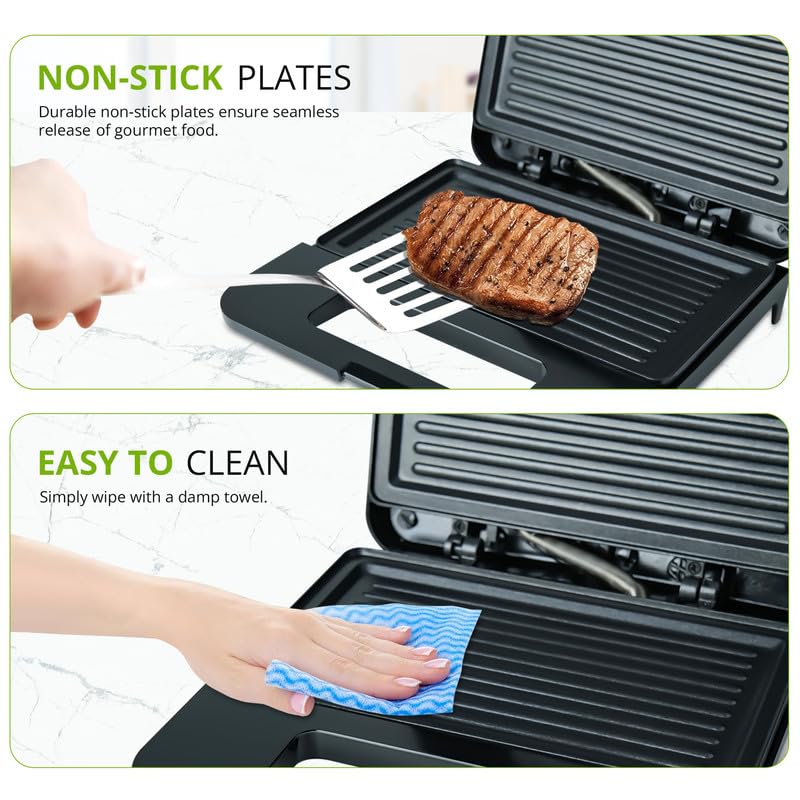 iBELL SM410N 800W Sandwich Maker Electric | Non-Stick Grill & Toast Plates | Handle Lock System | Fast Heating Toaster | Compact Design (Black) - Image 6