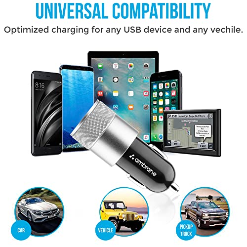 Ambrane 12W Fast Car Charger, Dual USB Output, Multi-Layer Protection, Fast Charging, Compatible with All Cars, Without Cable for All Mobiles & Other USB Enabled Devices (ACC74, Black & Silver) - Image 5