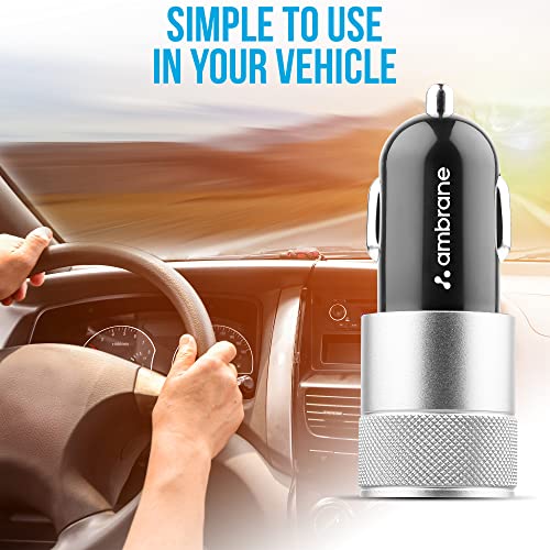 Ambrane 12W Fast Car Charger, Dual USB Output, Multi-Layer Protection, Fast Charging, Compatible with All Cars, Without Cable for All Mobiles & Other USB Enabled Devices (ACC74, Black & Silver) - Image 6