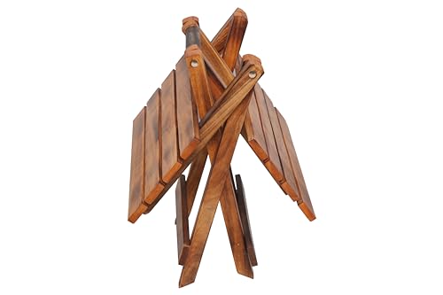 Handmade Wooden Natural Brown Foldable Coffee Table, Adjustable Coffee Table, Side Table, End Table for Poolside Garden, Living Room, Bedroom, Small Spaces Etc. (Square 13 Inch) - Image 5