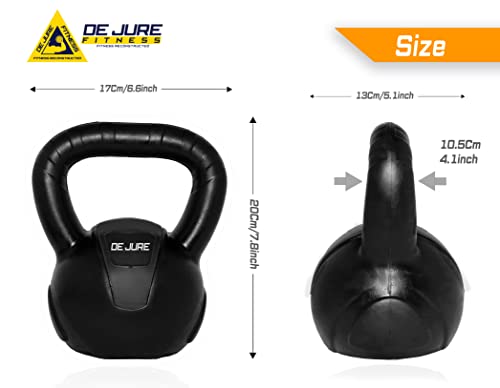 De Jure Fitness PVC Kettlebell 3kg for Men & Women, Strength & Cardio Training, Soft Grip, Crushed Concrete Filled, Full Body Workout Equipment for Home & Gym (Black) - Image 5