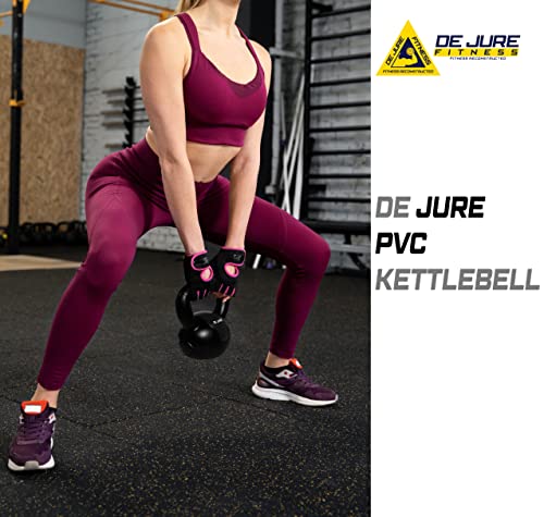 De Jure Fitness PVC Kettlebell 3kg for Men & Women, Strength & Cardio Training, Soft Grip, Crushed Concrete Filled, Full Body Workout Equipment for Home & Gym (Black) - Image 7