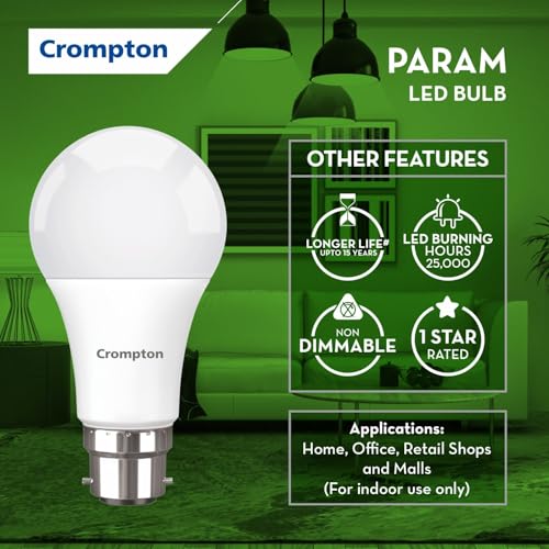 Crompton Param LED Bulb | 12W | Cool Day Light | B22 Base | 180 Degree Coverage | 4kV Surge Protection | 440V High Voltage Protection | Pack of 4 - Image 3