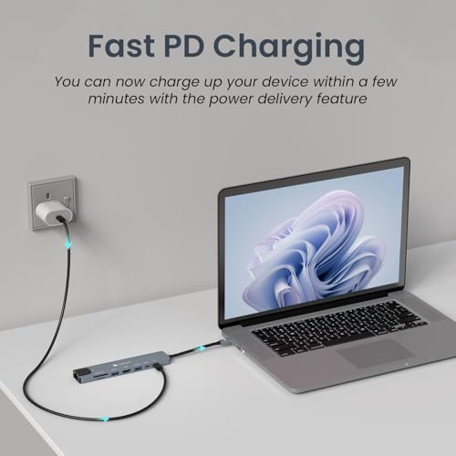 Portronics Mport 8 USB-C USB Hub/Docking Station(8-in-1) with 4K 30Hz HDMI, 100 Mbps Ethernet, USB 3.0, microSD/SD Card Reader, Type-C Data, PD Charging, USB 2.0, Type-C Plug for Laptop, Mac, PC - Image 7