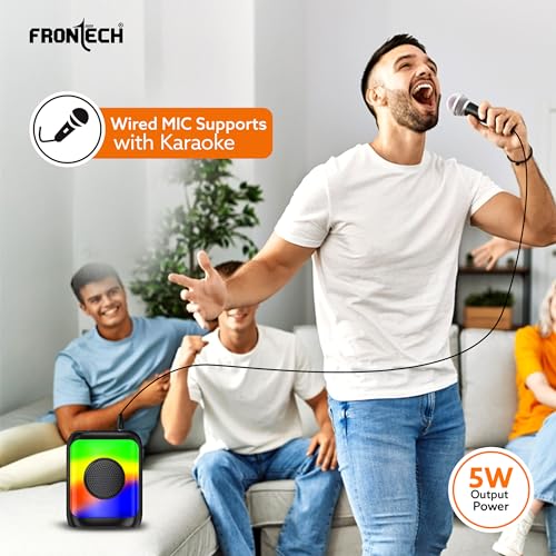 FRONTECH True Wireless 5 Watt Output Multimedia Speaker with Bluetooth 5.0 and Mystic RGB Lighting with 800 mAh Battery, Mobile Holder and Karaoke (SW-0219) - Image 6