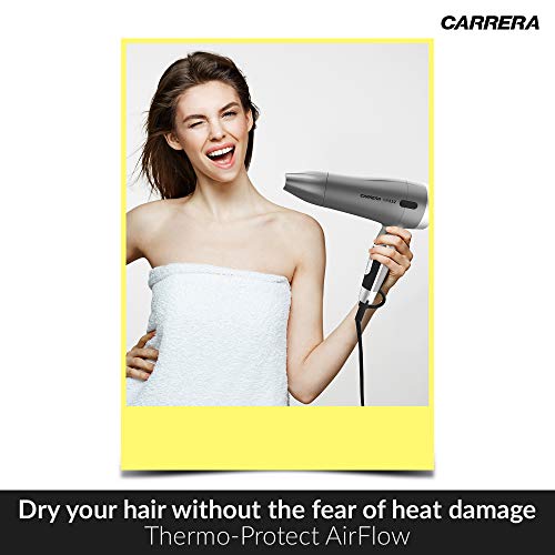 CARRERA 532 Professional Hair Dryers for Men & Women | Hairdryers - Styling Nozzle-Diffuser, Blow Dry, Hot-Cold Air, DC 1600 Watts-Grey - Image 3