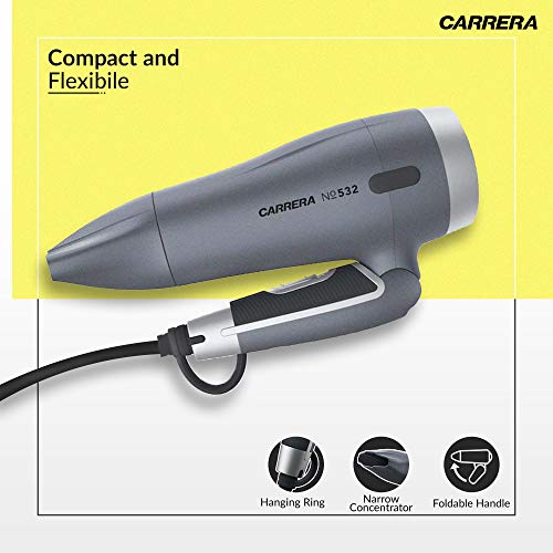CARRERA 532 Professional Hair Dryers for Men & Women | Hairdryers - Styling Nozzle-Diffuser, Blow Dry, Hot-Cold Air, DC 1600 Watts-Grey - Image 5