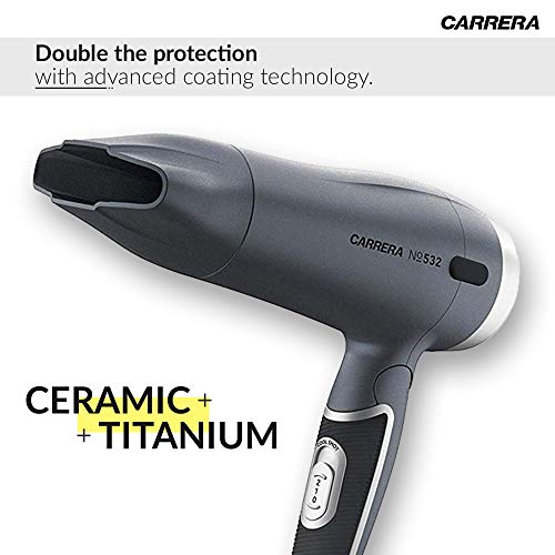 CARRERA 532 Professional Hair Dryers for Men & Women | Hairdryers - Styling Nozzle-Diffuser, Blow Dry, Hot-Cold Air, DC 1600 Watts-Grey - Image 6