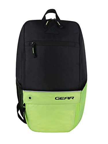 Gear SUPERIOR XL 17L Samll Water Resistant School Bag/Casual 4 Compartment Backpack/College Bag/Sports Bag with Shoe Compartment for Men/Women (Black-Fluroscent Green)