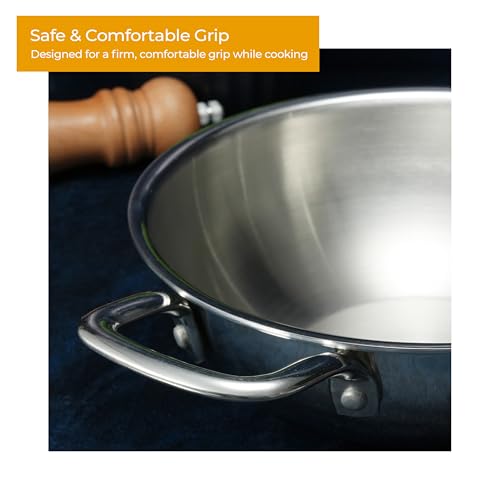 Lifelong Triply 4-piece cookware set |Kadai, Frypan & Saucepan for Cooking |Stainless Steel 22 cm Kadai & Fry Pan22 cm with Stainless Steel Lid | 16 cm Sauce Pan |Induction Bottom & Gas Stove Cookware - Image 7