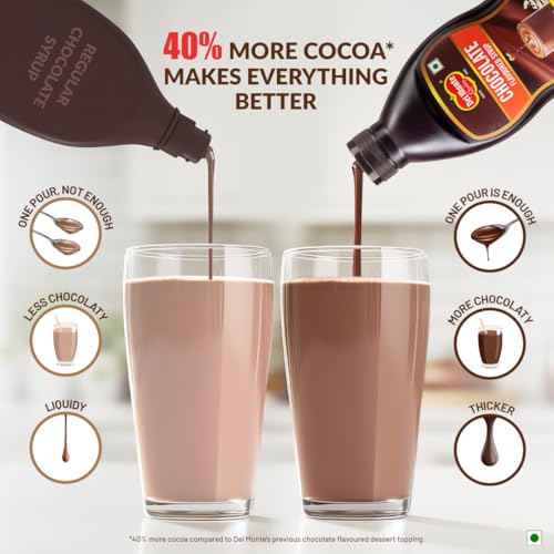 Del Monte Chocolate Flavoured Syrup | 1.2kg Bottle | 40% More Cocoa| Rich Chocolate Flavour, Thick Texture | Perfect for Milkshake, Topping on pancakes, waffles and ice cream - Image 7